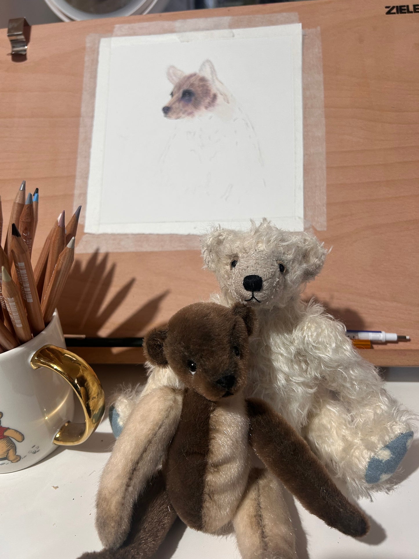 Handmade white Mohair Artist Bear 21cm