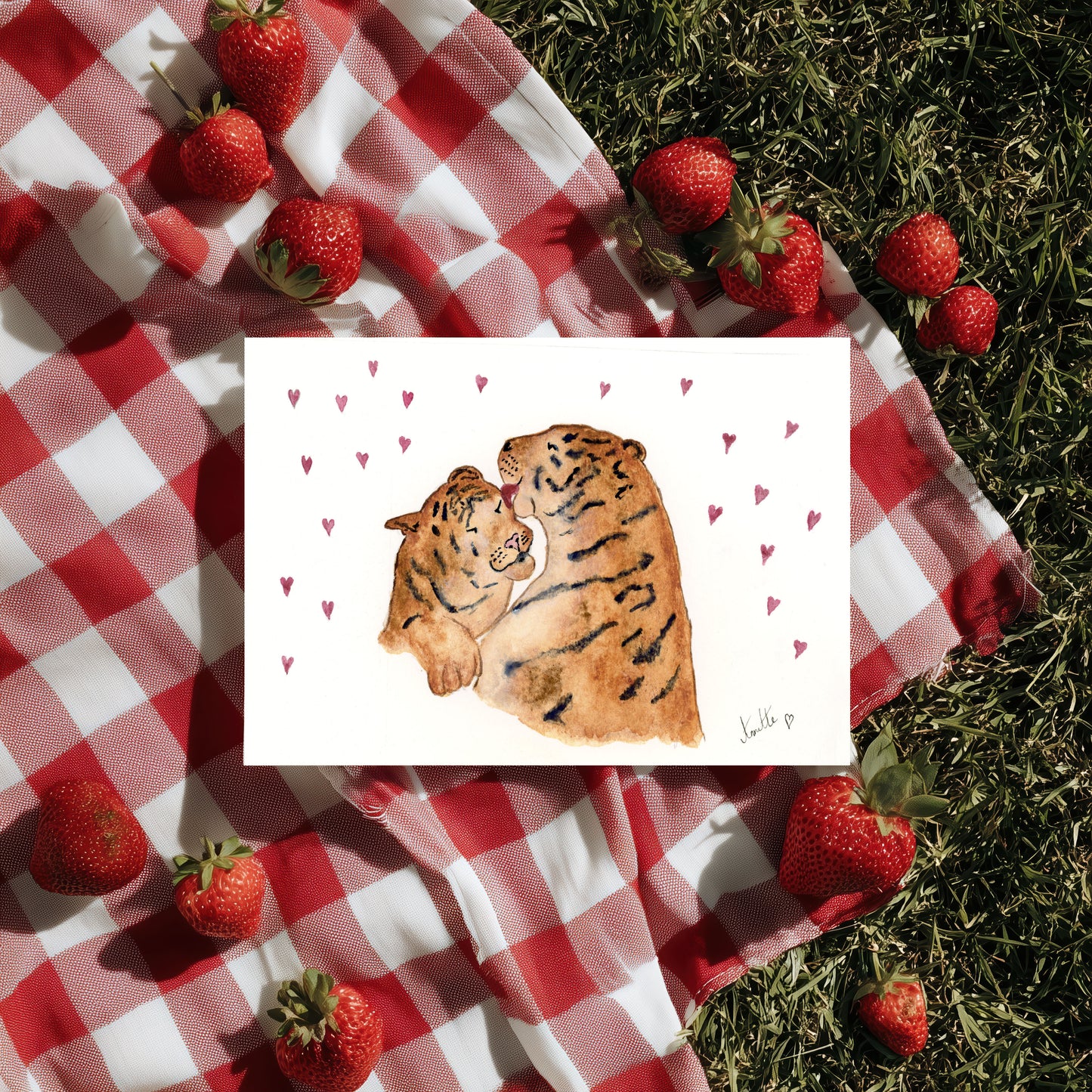 Cute Greeting Card from my original artwork - sloppy kisses