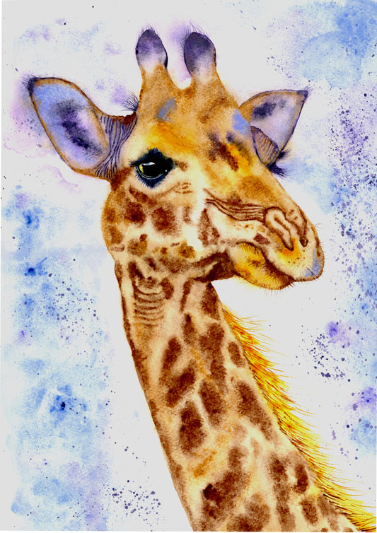 Original watercolour painting Giraffe