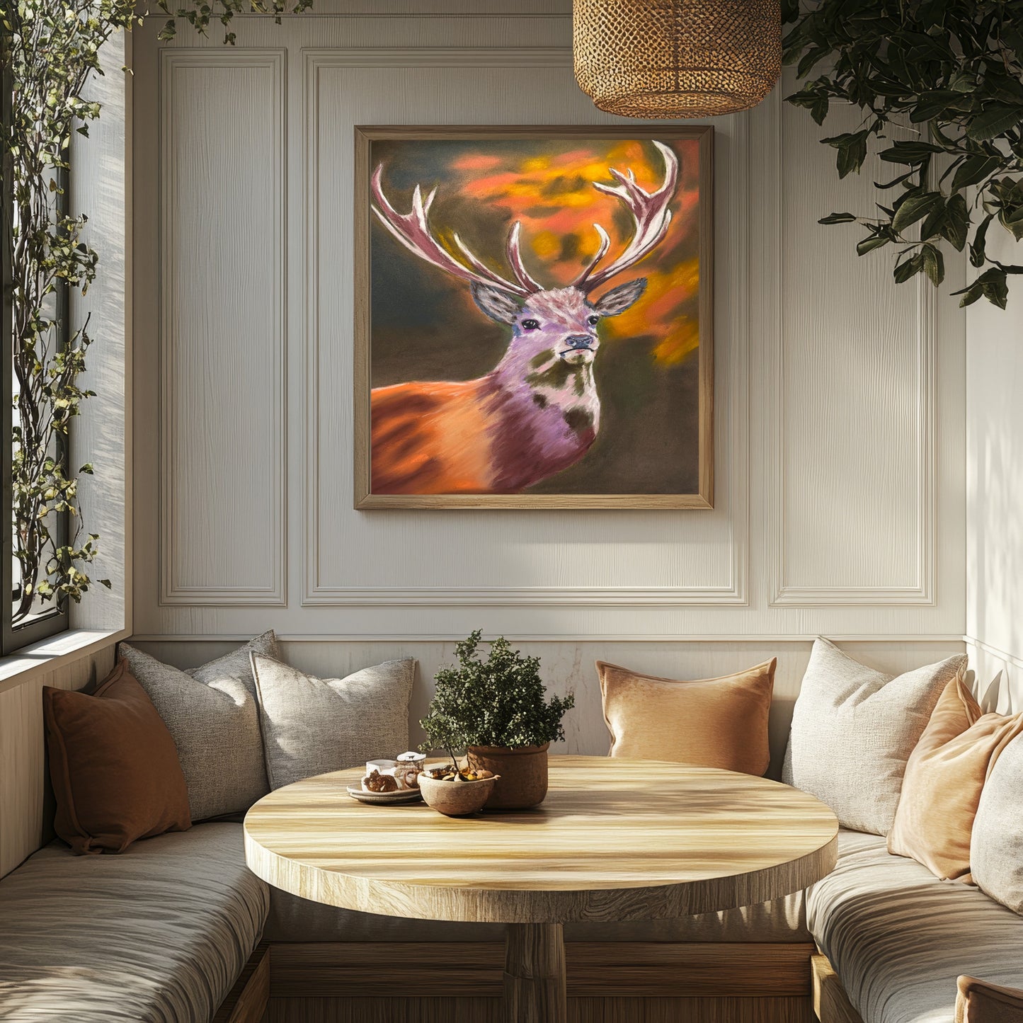 Original Hand Painted Pastel Art Stag
