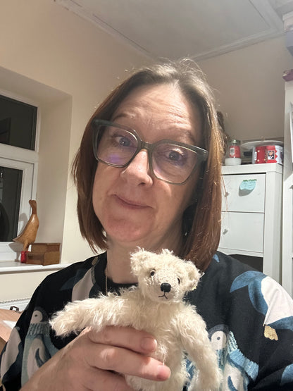 Handmade white Mohair Artist Bear 21cm