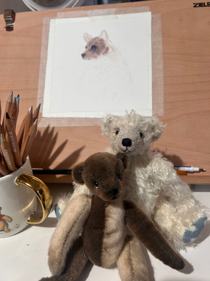 Handmade white Mohair Artist Bear 21cm