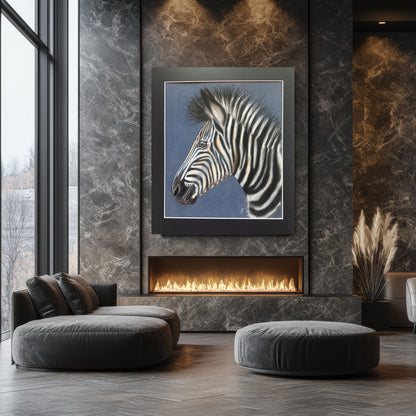 Original Hand Painted Pastel Art Zebra