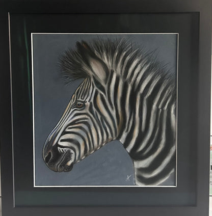 Original Hand Painted Pastel Art Zebra