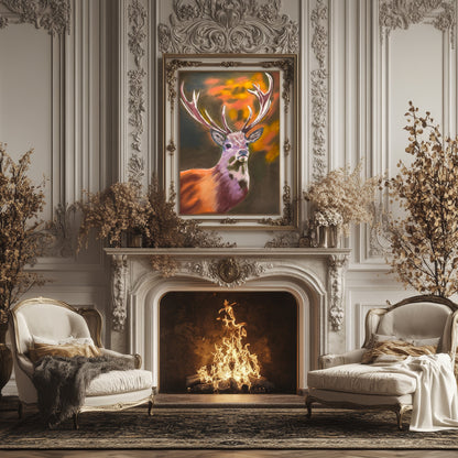 Original Hand Painted Pastel Art Stag