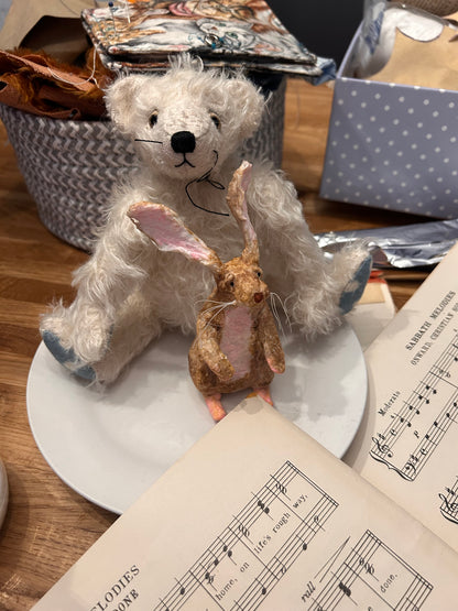 Handmade white Mohair Artist Bear 21cm