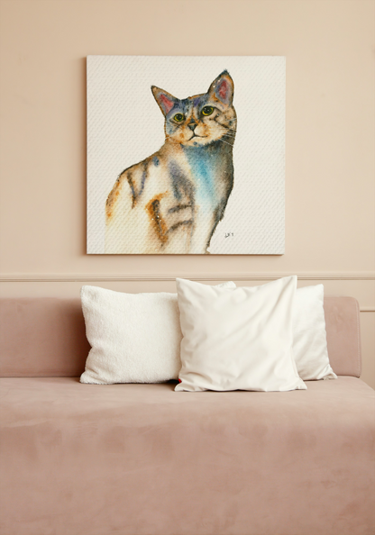 Original hand painted watercolour painting Soft Gaze in a painted dream