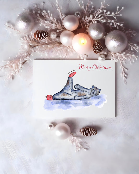 Christmas Watercolour Greeting Card - Polar Bear - Original Art