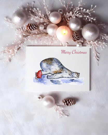 Christmas Watercolour Greeting Card - Polar Bear - Original Art