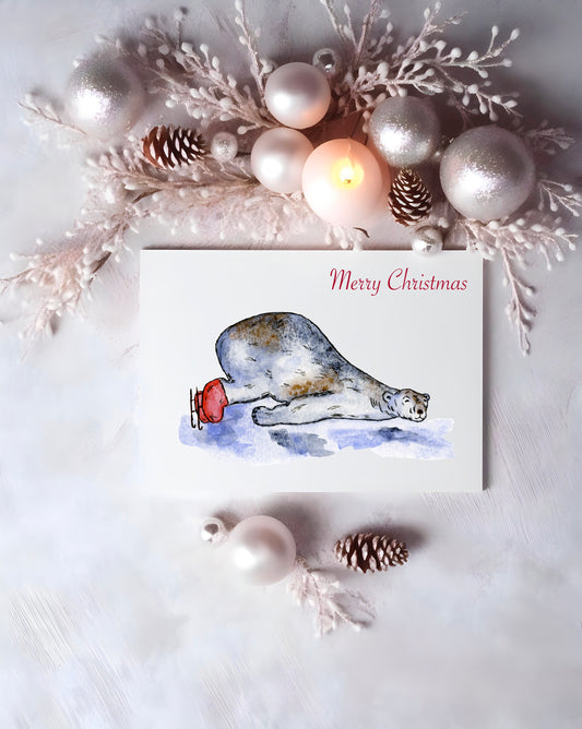 Christmas Watercolour Greeting Card - Polar Bear - Original Art