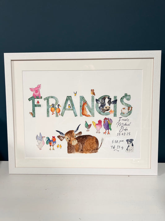 Personalised Boys / Girls name watercolour painting