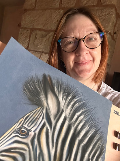 Original Hand Painted Pastel Art Zebra