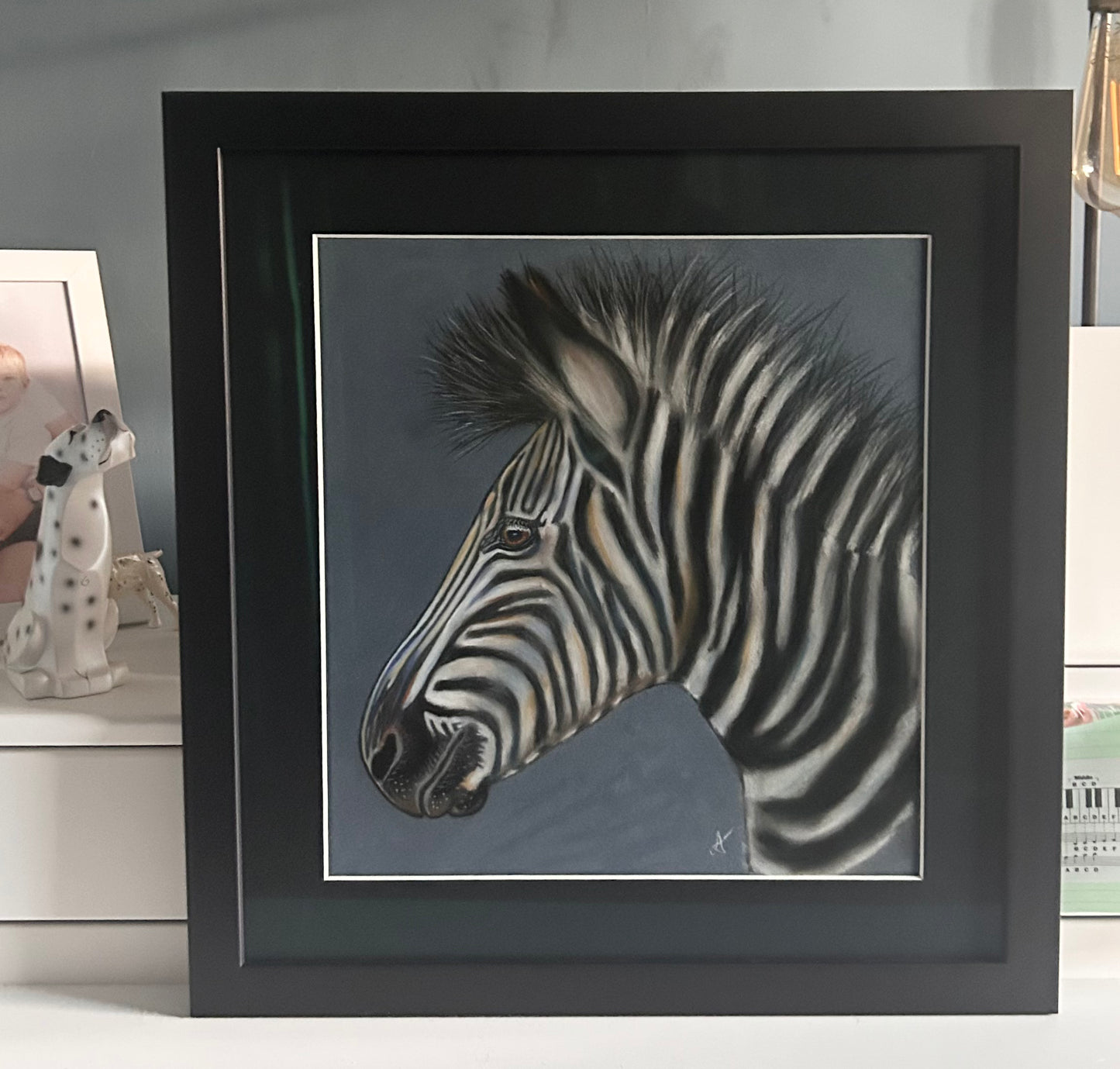 Original Hand Painted Pastel Art Zebra