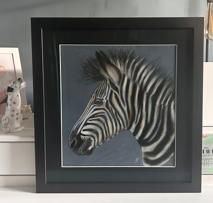 Original Hand Painted Pastel Art Zebra