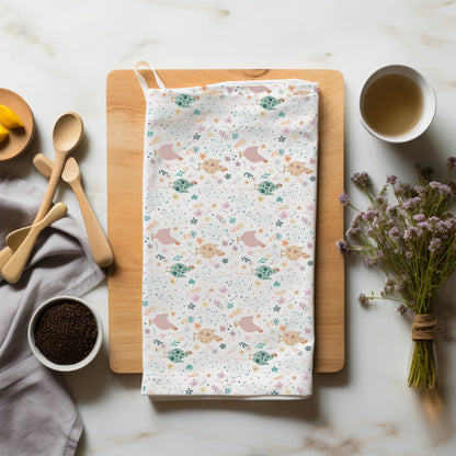 Chicken Tea Towel, UK Made, Cotton Kitchen Towel, Original illustration art