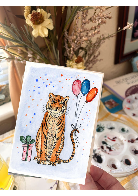 Birthday Tiger greeting card.