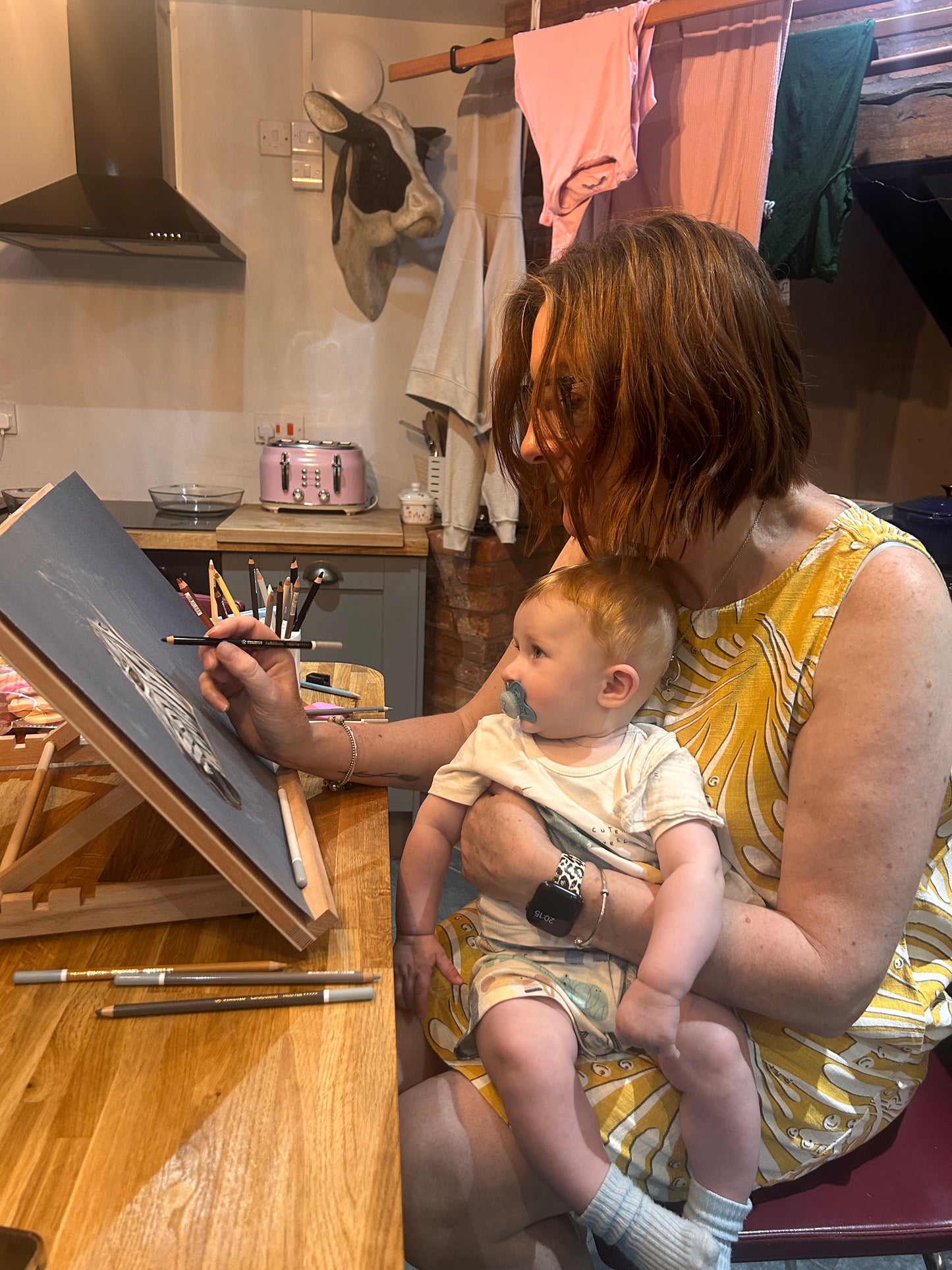 Original Hand Painted Pastel Art Zebra