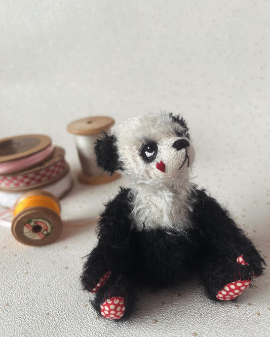Handmade Gold Mohair Artist Panda Bear 13cm