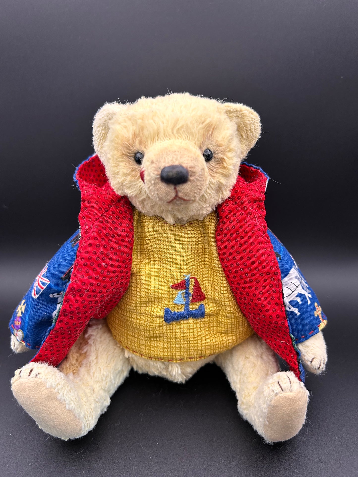 Handmade lemon Mohair Artist Bear 21cm one of a kind OOAK