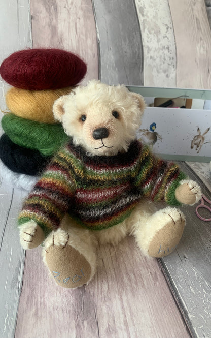 Handmade white Mohair Artist Bear 21cm