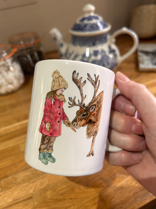 Christmas Watercolour Ceramic Mug - 10oz