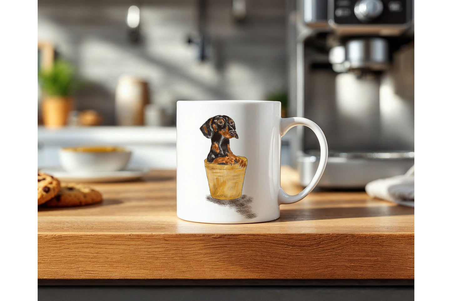 Dachshund hand drawn Ceramic Mug 10oz - UK Artist / Dog Lover Gift