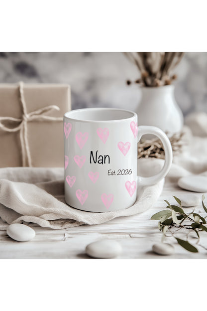 New Baby hand drawn Ceramic Mug 10oz - UK Artist / Gift / New Nan / Nanny / Personalised