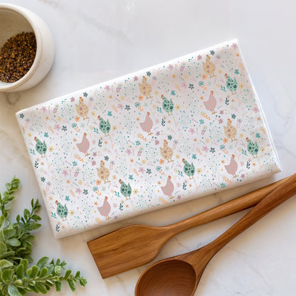 Chicken Tea Towel, UK Made, Cotton Kitchen Towel, Original illustration art